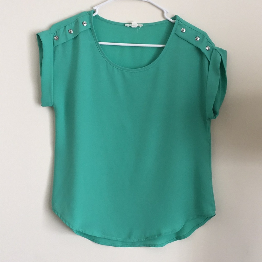 Teal button blouse